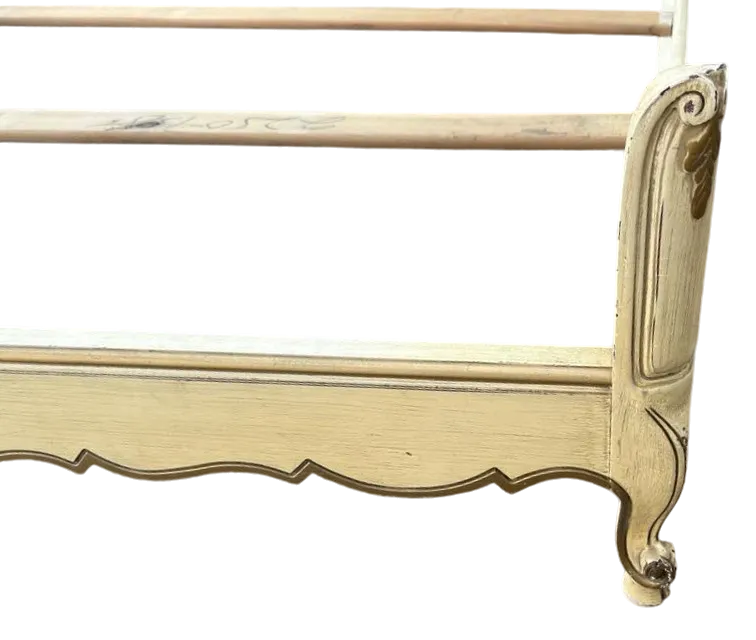 National of Mount Airy Louis XV Painted Cherry Wood Full Size Bed - Vintage Mid 20th Century - Image 5