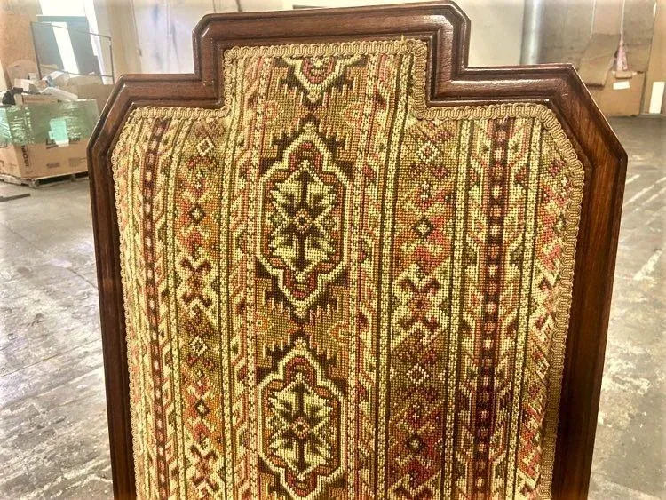 Early 20th Century Antique Prairie Style Tall 56" Throne Chair With Southwestern Tapestry Upholstery - Image 5