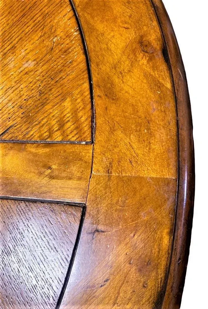 French Country Fruitwood and Oak Parquet Dining Table - Late 20th Century - Image 5