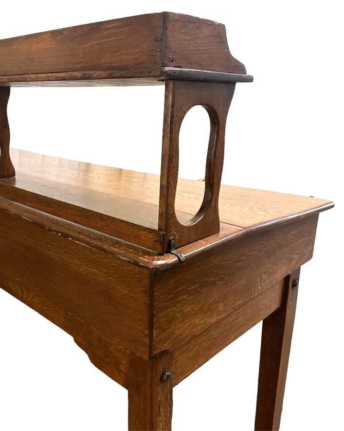 Monumental Antique Arts and Crafts Quarter Sawn Oak Railroad Ticket Counter 8 Feet Wide and 5 Feet Tall - Circa 1900 - Image 5