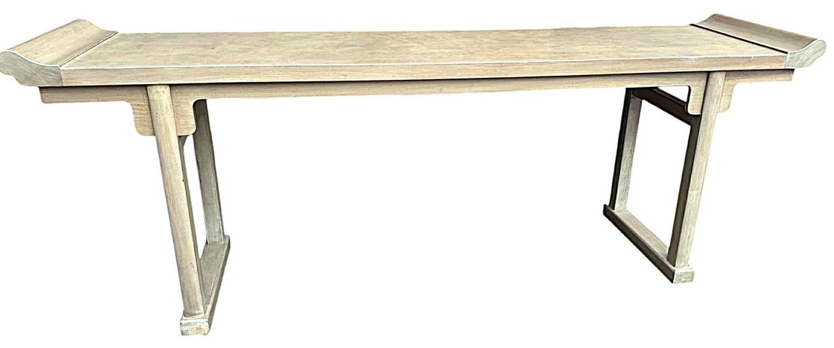 Late 20th Century McGuire San Francisco Monumental 93" Cerused Wood Ming Style Altar Table - Image 5