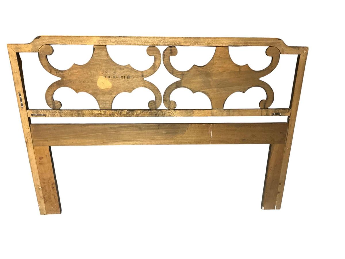 Spanish Revival Queen Size Solid Oak Headboard - Circa 1960s - Image 5