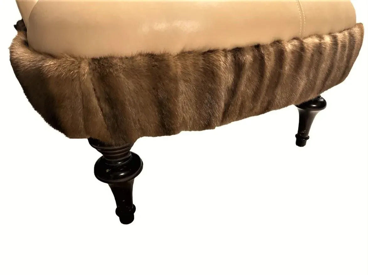 Mink Fur and Calfskin Upholstered Boudoir Chair - Image 5