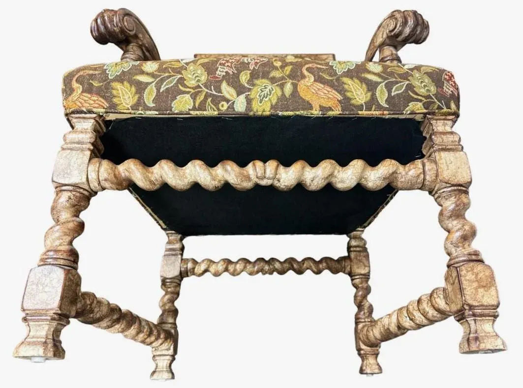 Hacienda Chair With Barley Twist Legs and Mughal Bestiary Upholstery - Circa 2020s - Image 5