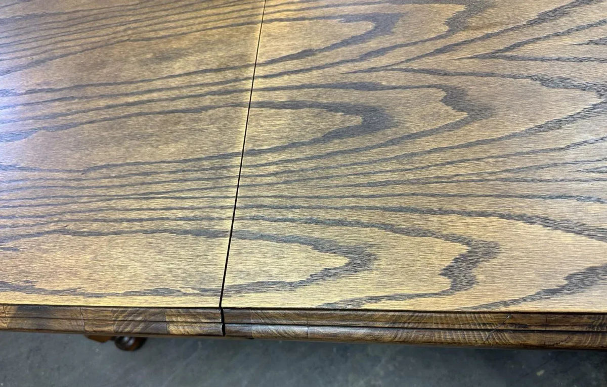 Antique 1920s Spanish Revival Oak and Walnut Dining Table - Image 5
