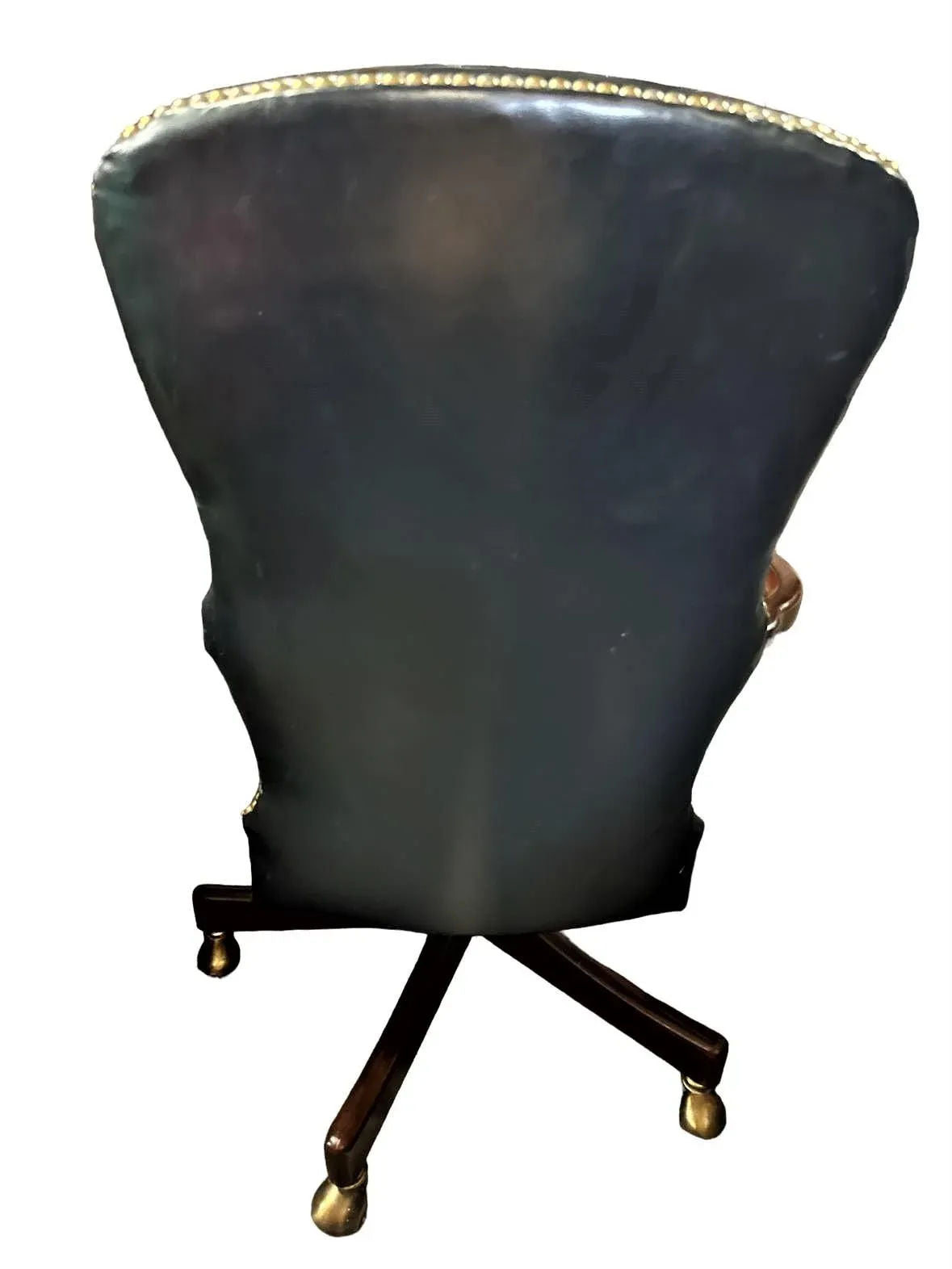 Quaker Furniture Hickory North Carolina Dark Blue Leather Swivel Chair - Image 5