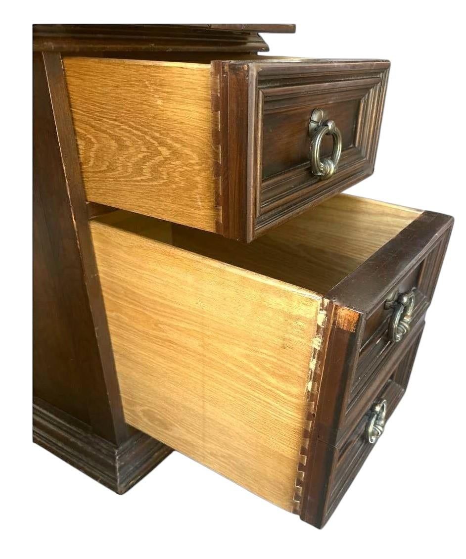Solid Walnut Leather Topped Spanish Revival Coffered Desk - Vintage Mid 20th Century - Image 5