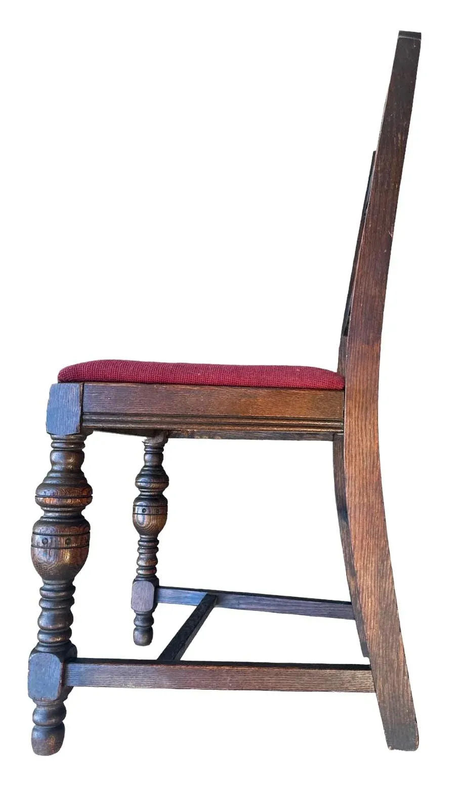 Antique 1920s Spanish Revival or Jacobean Carved Oak Dining Chairs With Needlepoint Seat Upholstery - Set of 6 - Image 5