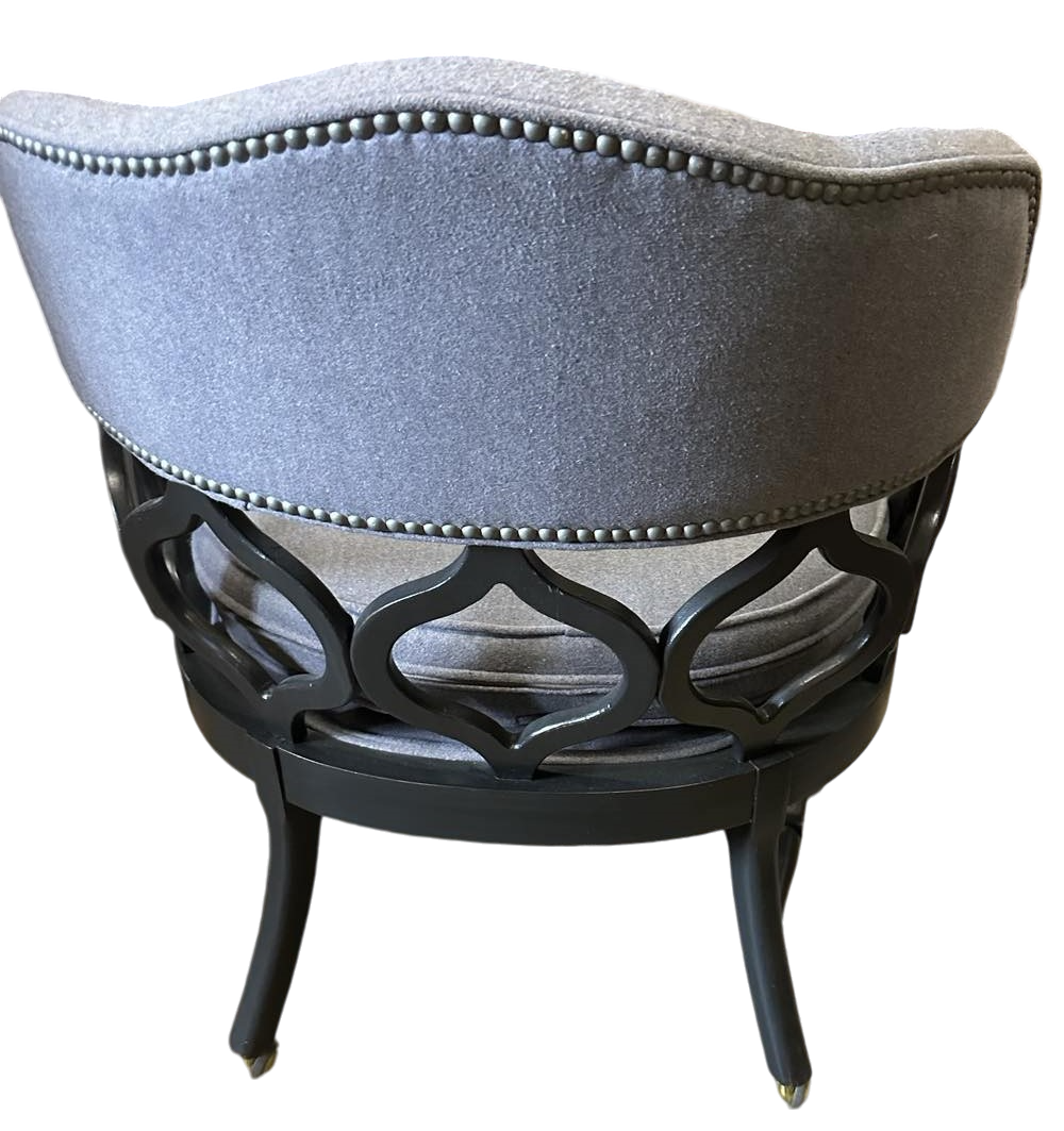 1960s Thomasville Hollywood Regency Tub Dining or Conference Room Chairs on Casters With New Upholstery - Set of 4 - Image 5