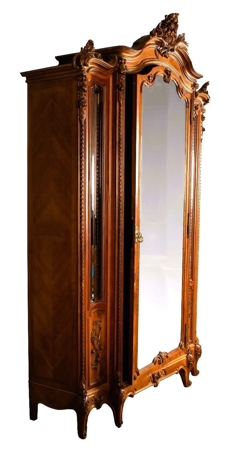 Monumental 19th Century French Fruitwood Louis XV Mirrored Armoire - 105" Tall X 60" Wide - Image 5