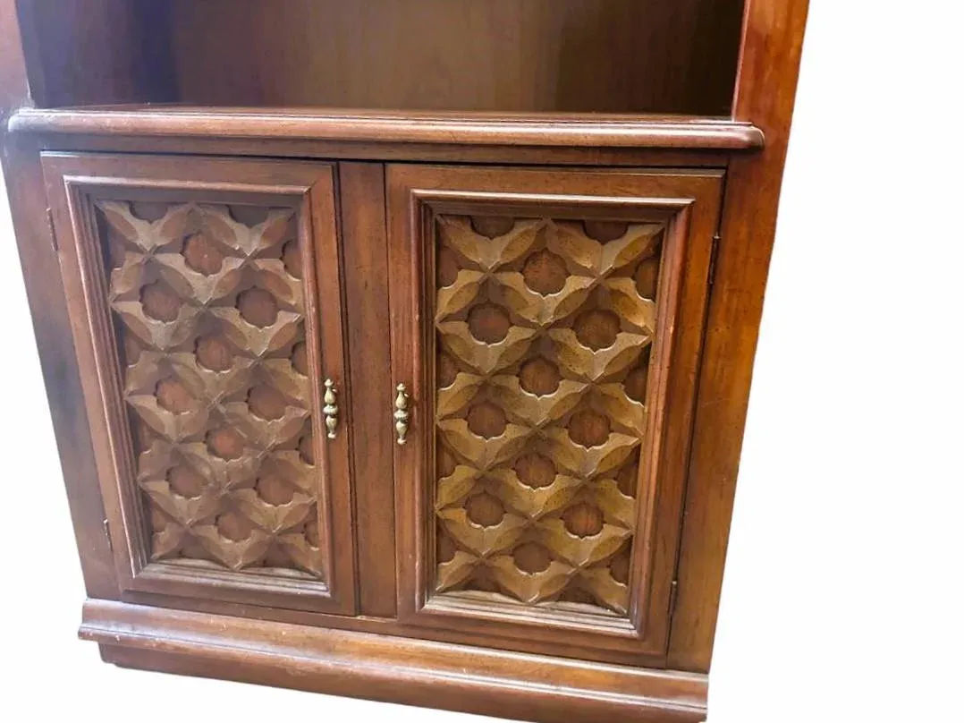 Spanish Colonial Revival Oak Book Case With Cabinet Storage - Mid 20th Century - 2 Available - Image 5