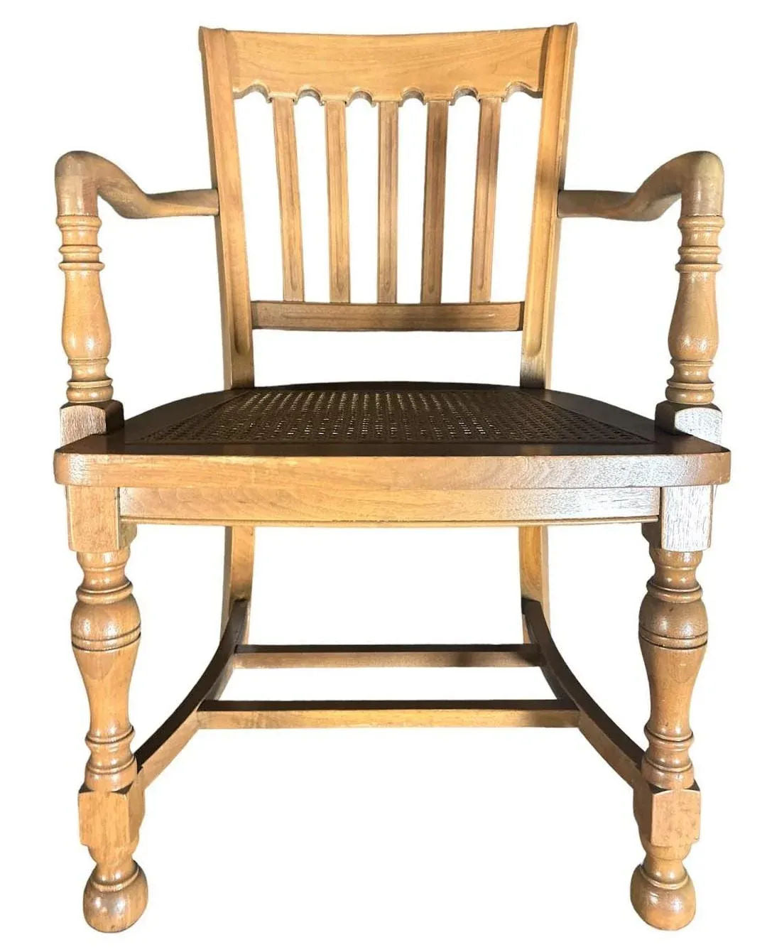 Cerused Walnut and Cane Chairs in a Mid 20th Century Spanish Style - a Pair - Image 5