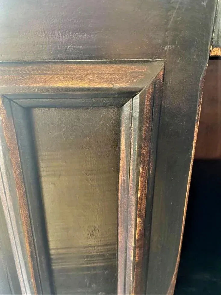 Late 20th Century Large 80" Wide Mexican Wooden Display Cabinet - Image 5