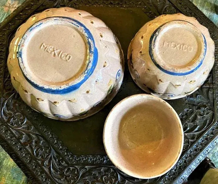 1950s Vintage Mexican Glazed Earthenware Serving Bowls - 4 Pieces - Image 5