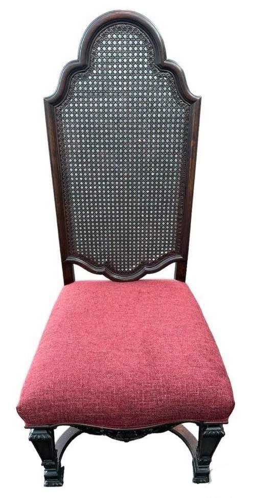 Antique Spanish Renaissance Style Walnut and Caning Dining Chairs - Set of 6 - Circa 1910 - Image 5