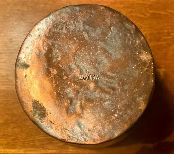 Vintage Egyptian Hammered Copper Wide Mouth Vase - Mid 20th Century - Image 5