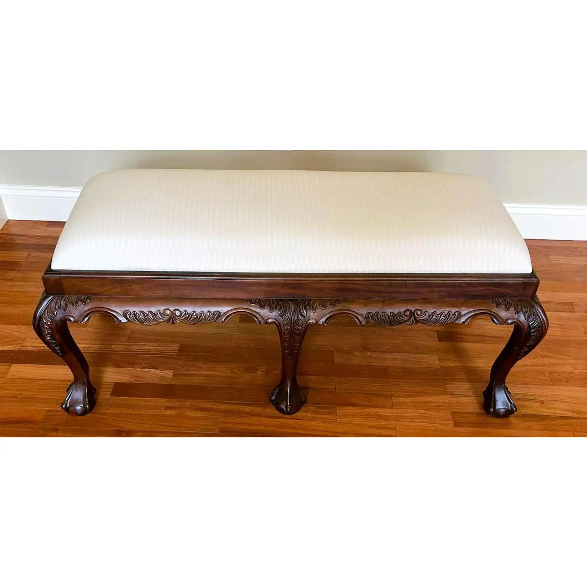 Mahogany Clawfoot Bench by Georgian Furnishings Co. Of New Orleans - Vintage Late 20th Century - Image 5