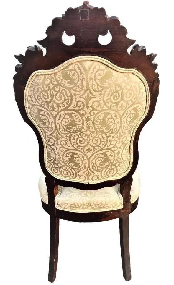 Antique Austro-Hungarian Heavily Carved Walnut Side Chairs - a Pair - 19th Century - Image 5