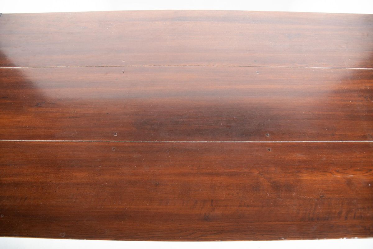 Solid Elm Wood Dining Table Extending to 9' -- Vintage Late 20th Century - Image 5