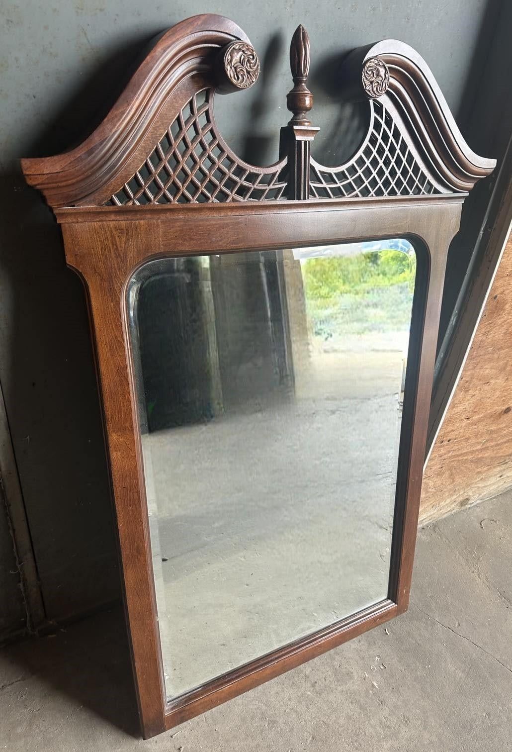 Solid Cherry Wood Chippendale Wall Mirror Made in North Carolina by Kincaid in 2001 - Image 5
