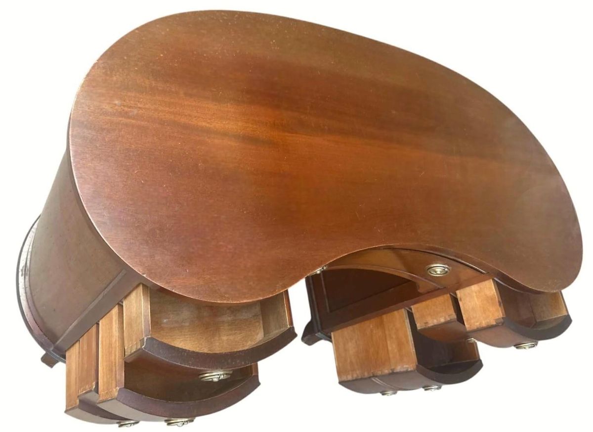 Taylor Jamestown Kidney Shaped Mahogany Desk - Circa 1930s - Image 5