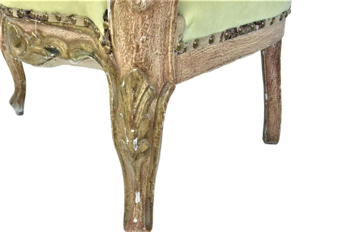 Late 18th Century Spanish Colonial Antique Gilt and Painted Gesso Frame Settee - Image 5