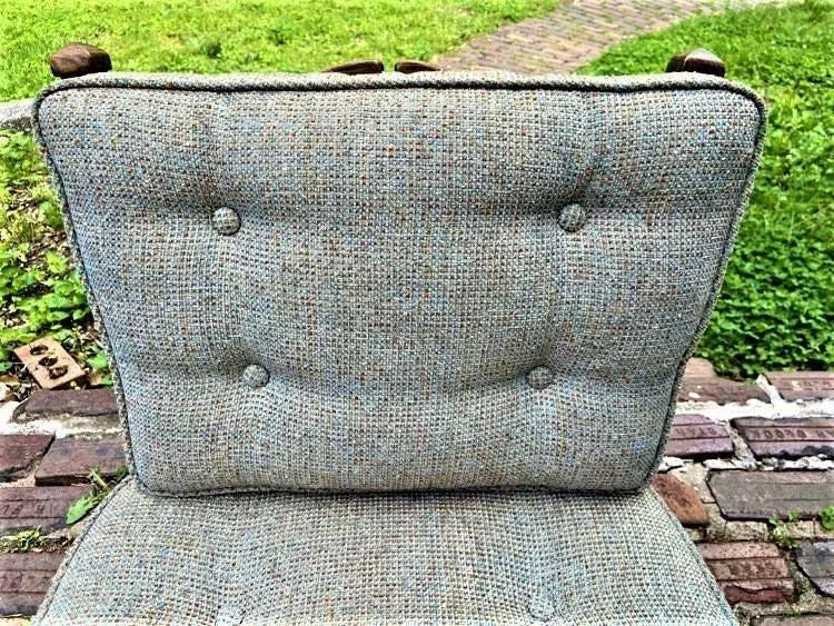 Romweber Viking Oak Chair With Original Tweed Cushions - Vintage Mid 20th Century - Image 5