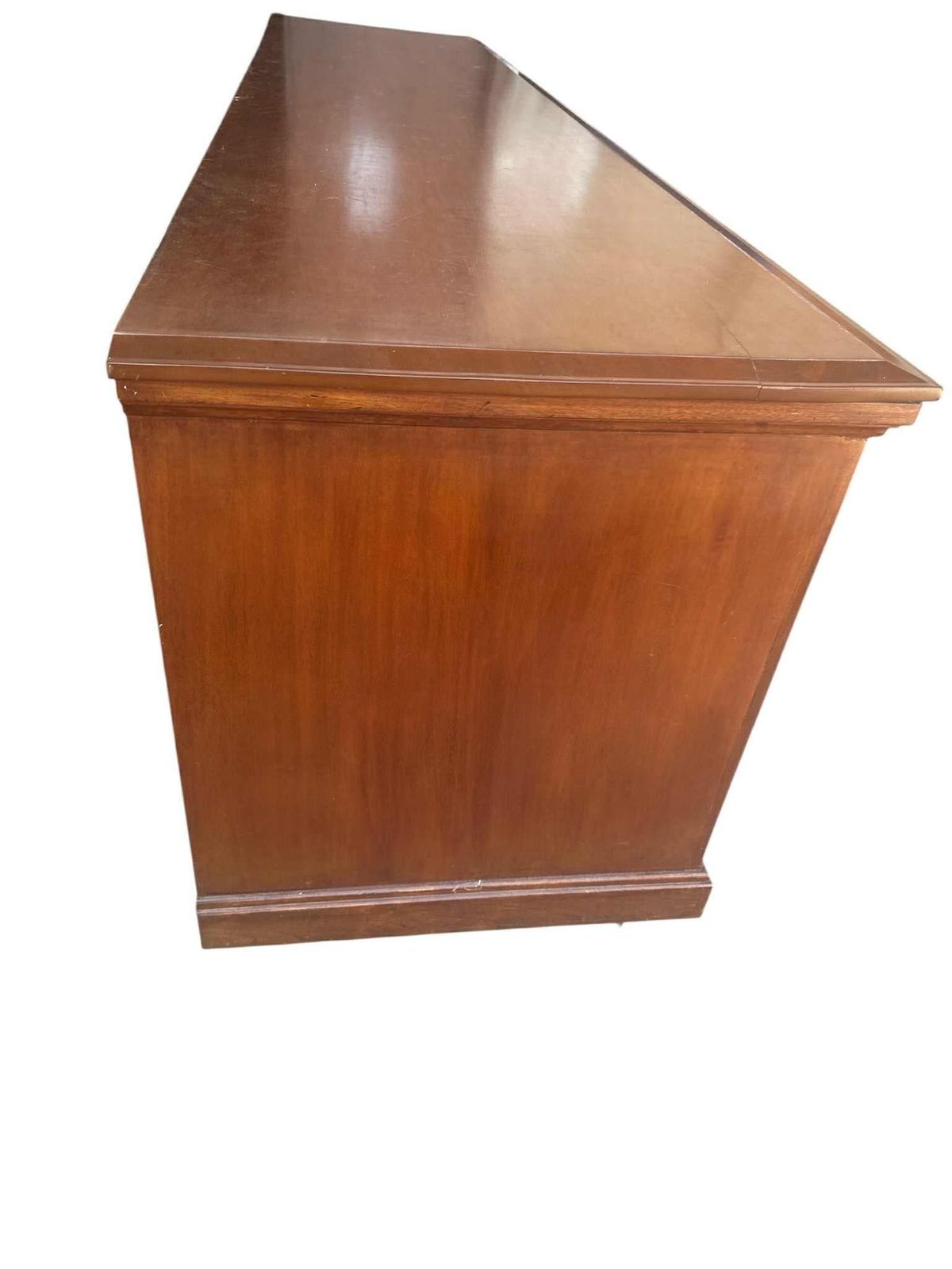 Monumental Antique Edwardian English Wide Solid Cherry Wood Credenza - Circa 1905 - Image 5