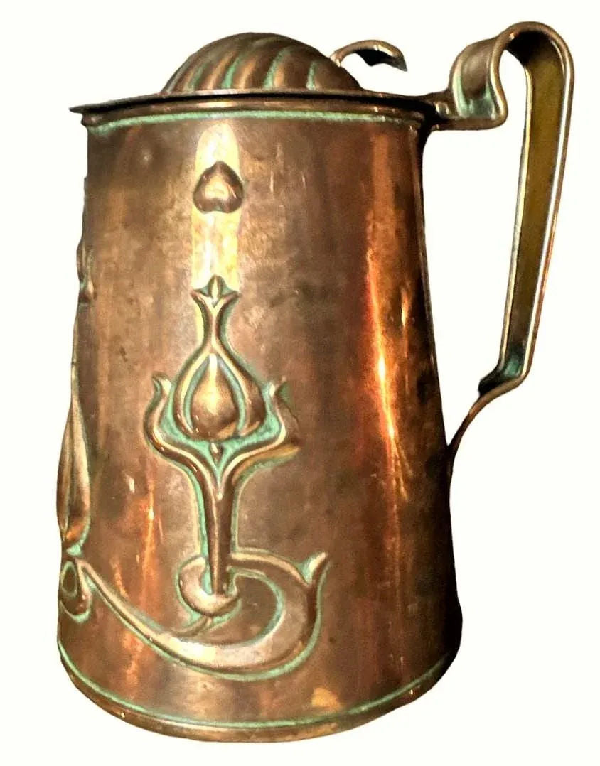 Antique English Arts & Crafts Handcrafted Copper Pitcher - Image 6