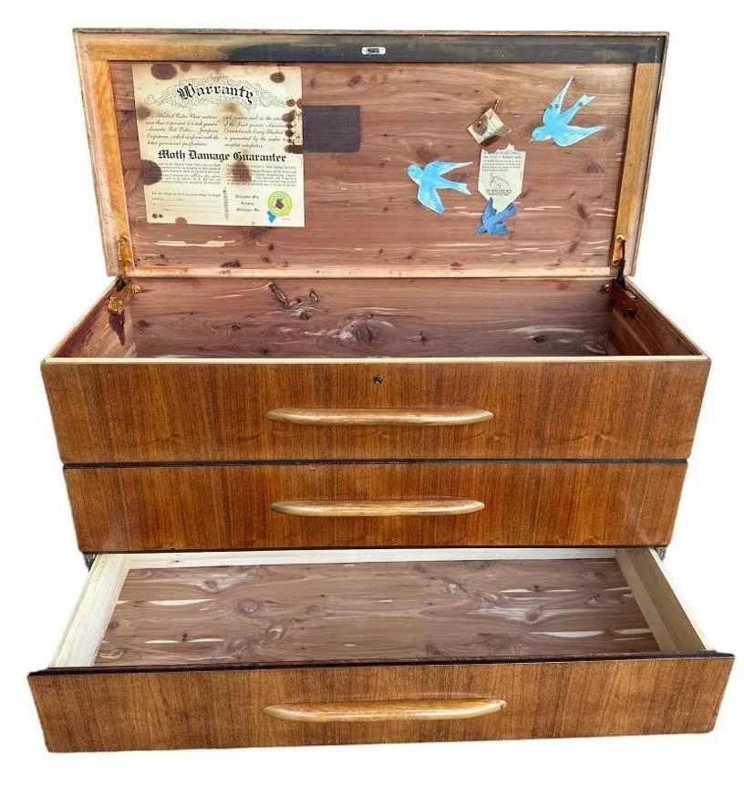Merton Gershun Attributed Walnut Dillingham Bluebird Cedar Chest - Circa 1950s - Image 6
