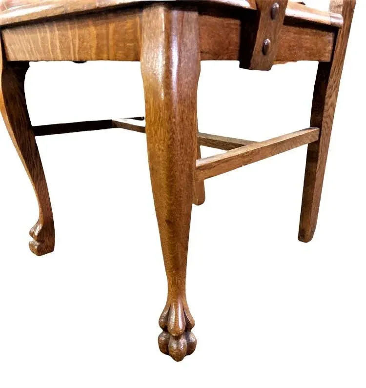 Early 20th Century Stomps Burkhardt Arts & Crafts Quarter Sawn Oak Dining Chairs - Set of 4 - Image 6