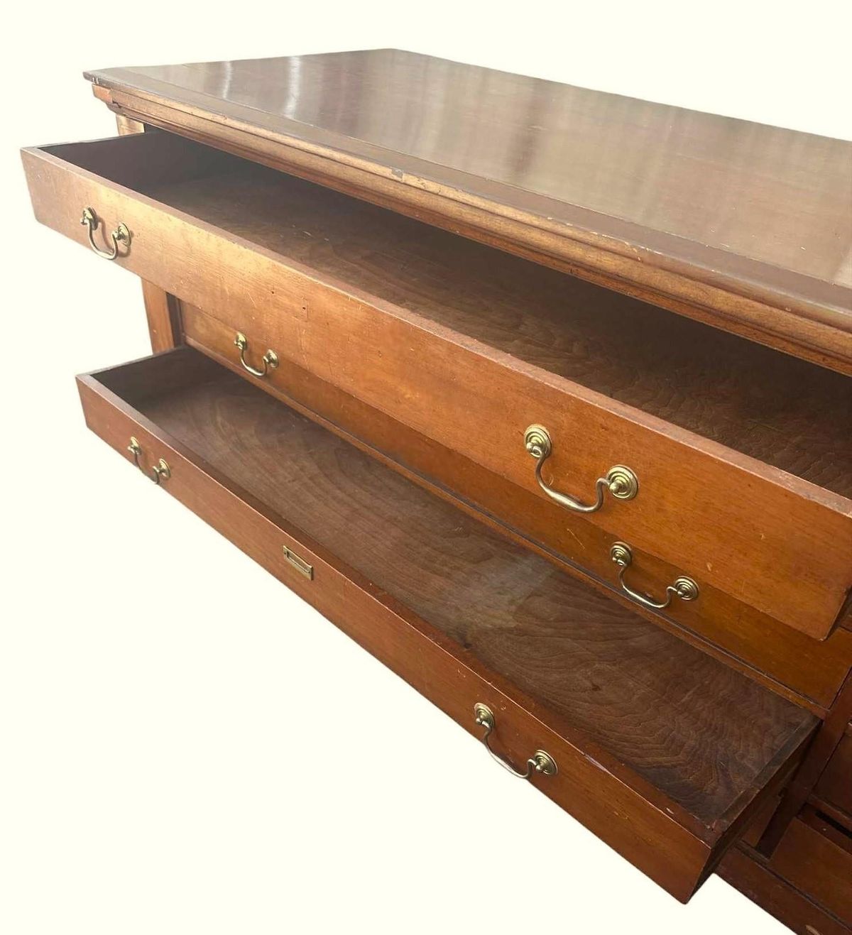 Monumental Antique Edwardian English Wide Solid Cherry Wood Credenza - Circa 1905 - Image 6