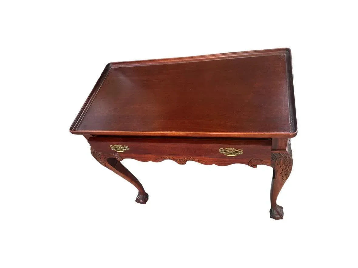 Solid Mahogany Georgian Style Console Server With Pullout Trays - Vintage 1990s - Image 6