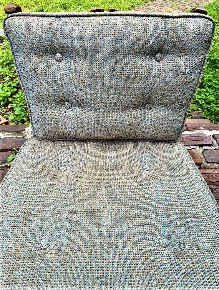 Romweber Viking Oak Chair With Original Tweed Cushions - Vintage Mid 20th Century - Image 6