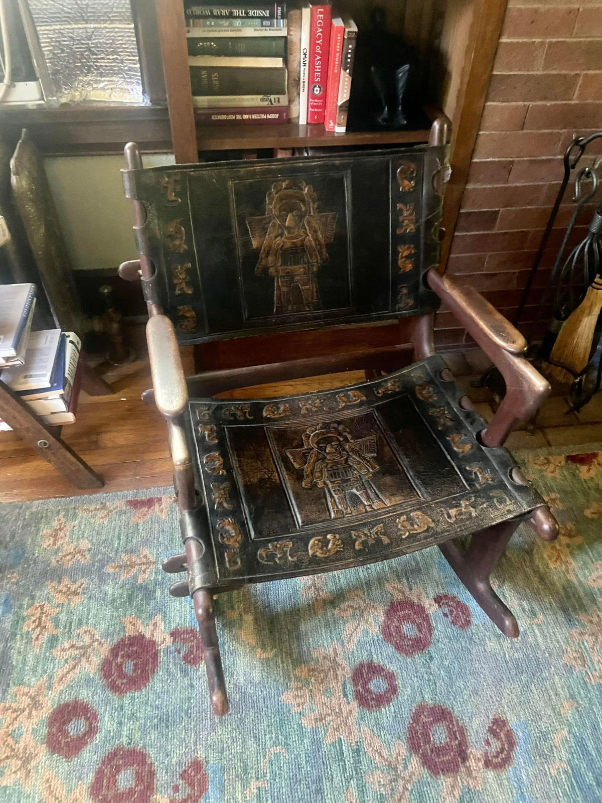 Angel Pazmino Tooled Leather Rocking Chair Handmade in Ecuador - Vintage Mid 20th Century - Image 6