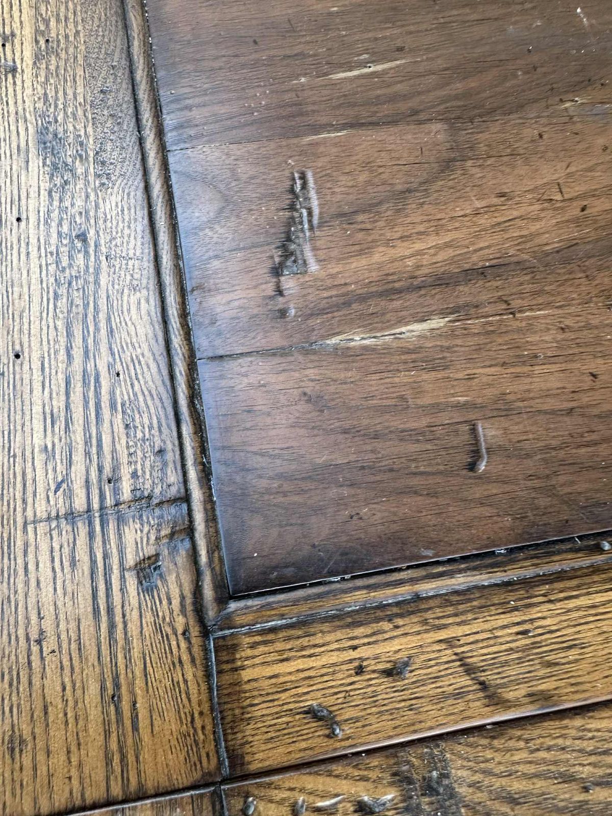 Late 20th Century Monumental Spanish Rustic Style Solid Oak Refectory Table With Heavy Iron Cursive Stretchers - Image 6