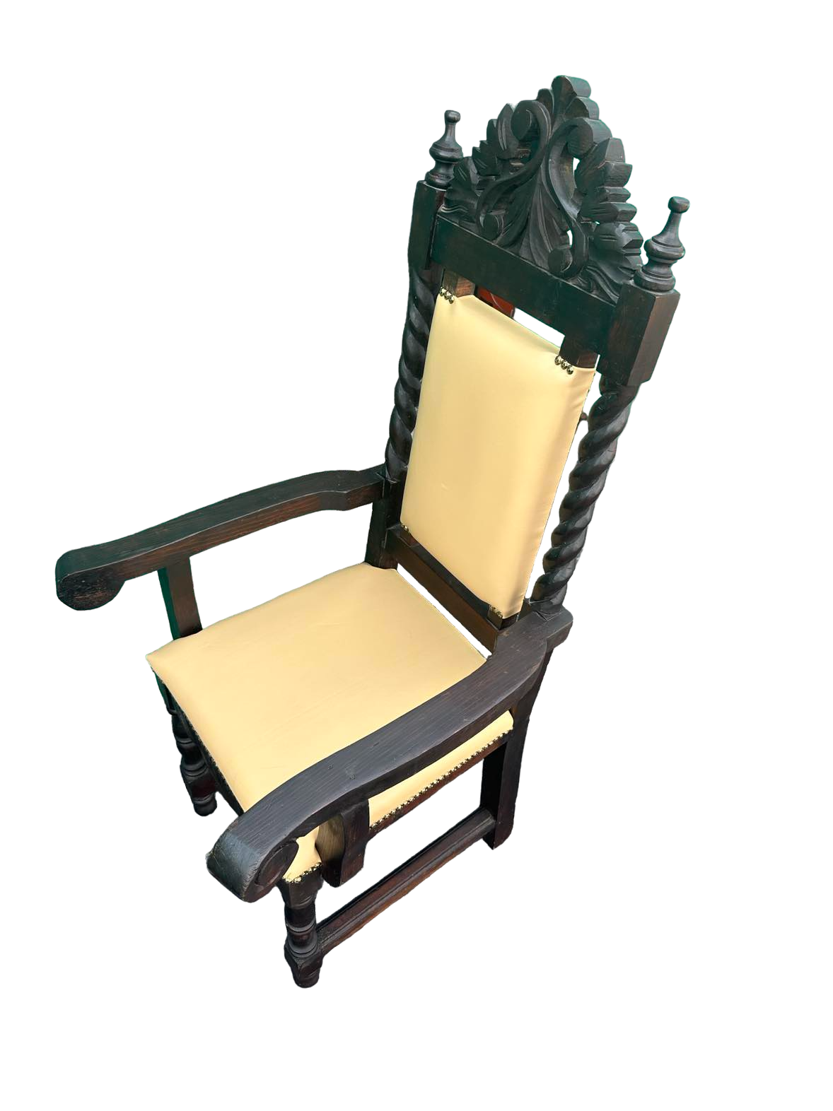 Set of 8 Spanish Colonial Style Chairs With New Leather Upholstery - Made in Mexico - Vintage Mid 20th Century - Image 6