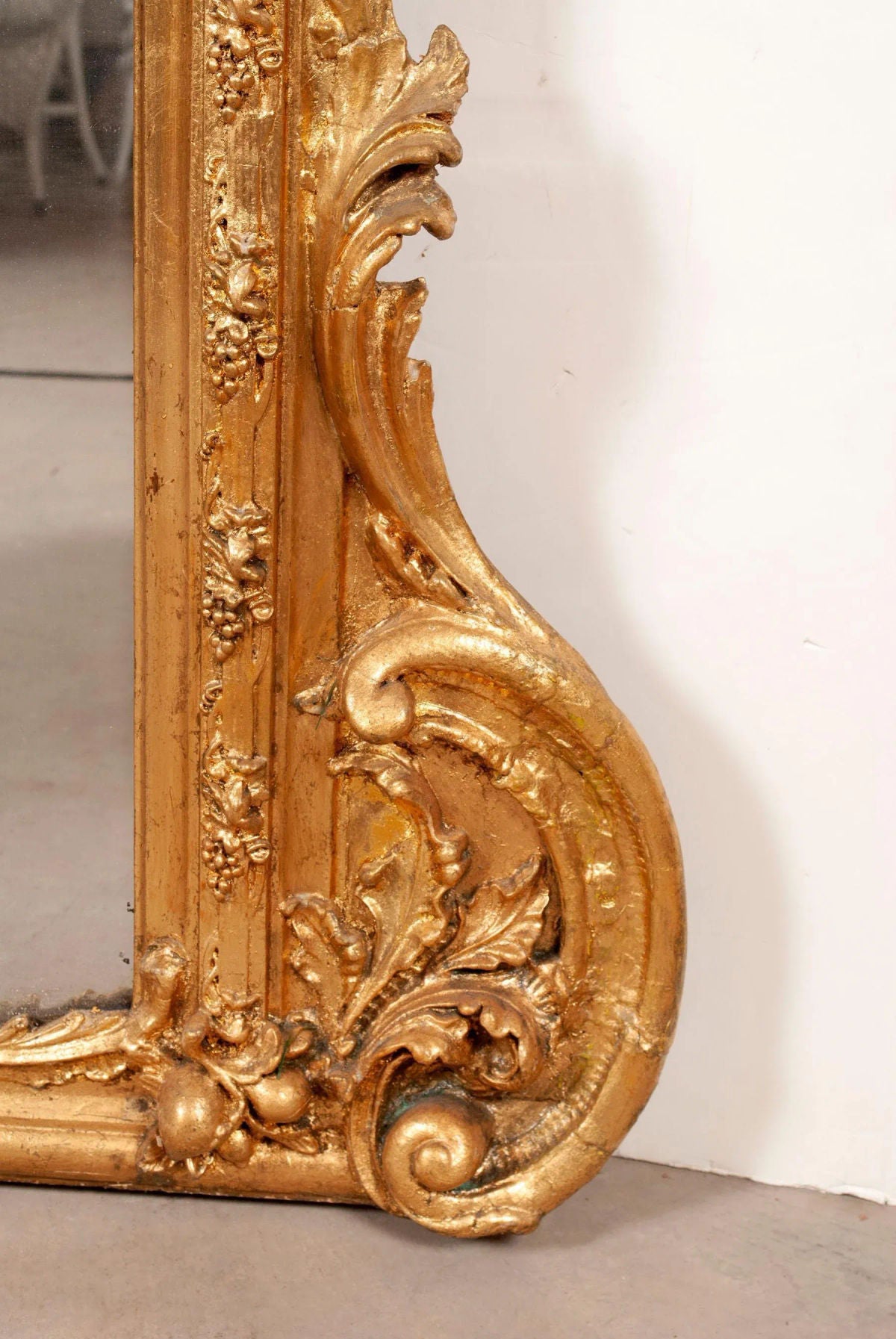 Monumental French Rococo Gilded Age Giltwood 7' Tall Wall Mirror - Late 19th Century - Image 6