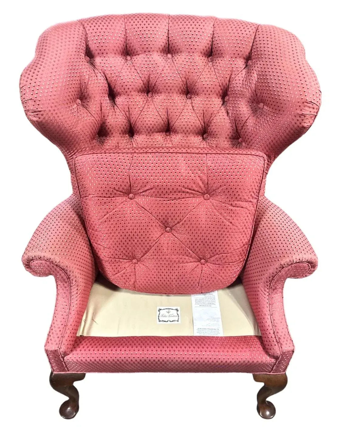 Baker Furniture Company Button Tufted Upholstered Wing Chair - Vintage Early 21st Century - Image 6