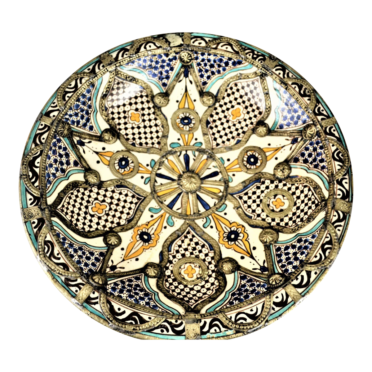 Large Antique Early 20th Century Large Moroccan Bleu De Fez Bowl - Image 6