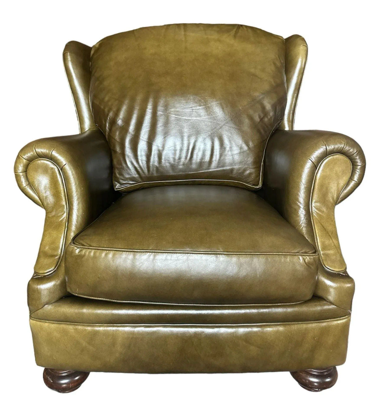 Early 21st Century Stickley Leather Wing Chair and Ottoman Set - Image 6