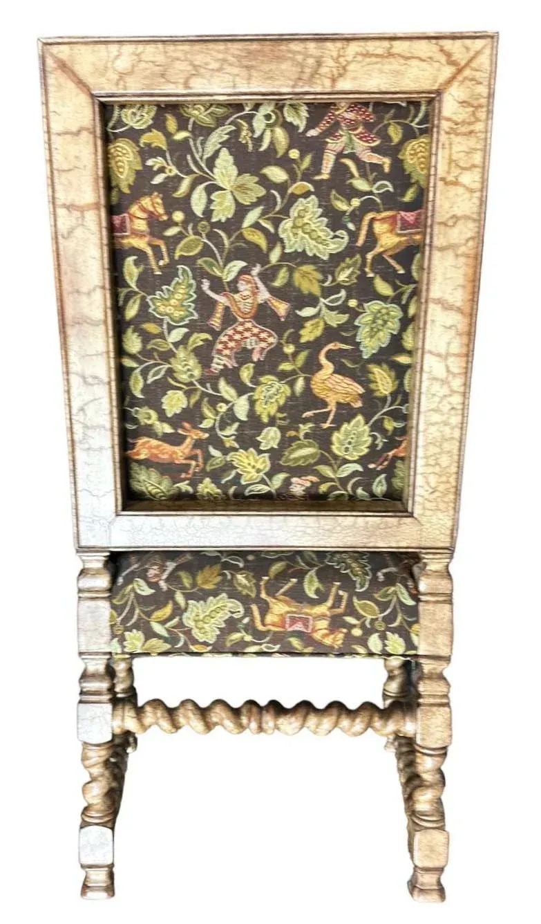Hacienda Chair With Barley Twist Legs and Mughal Bestiary Upholstery - Circa 2020s - Image 6