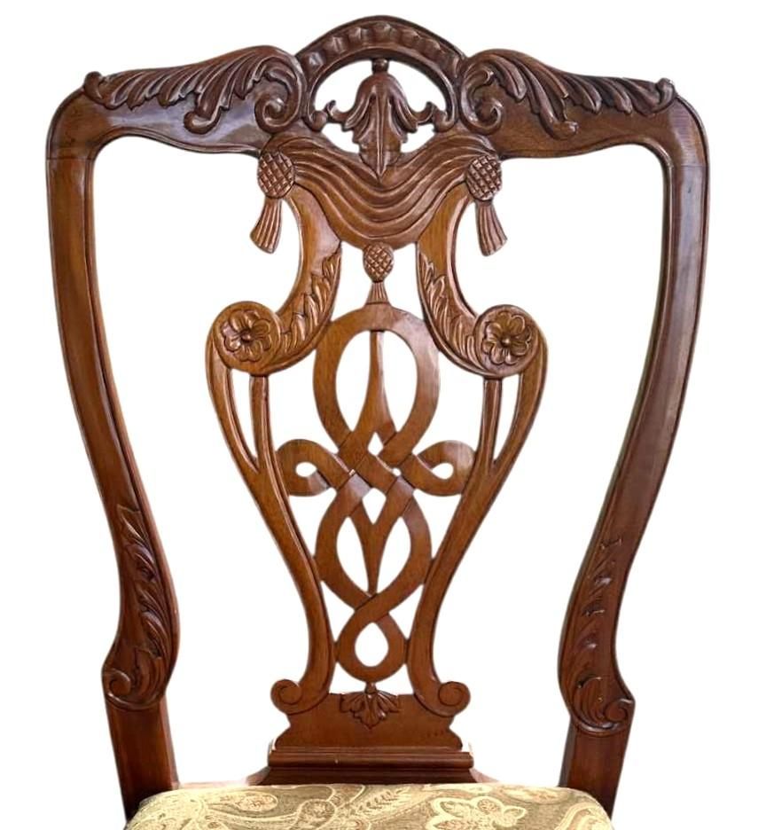 Solid Mahogany Chippendale Dining Chairs - Set of 8 Including 2 Armchairs - Circa Mid 20th Century - Image 6