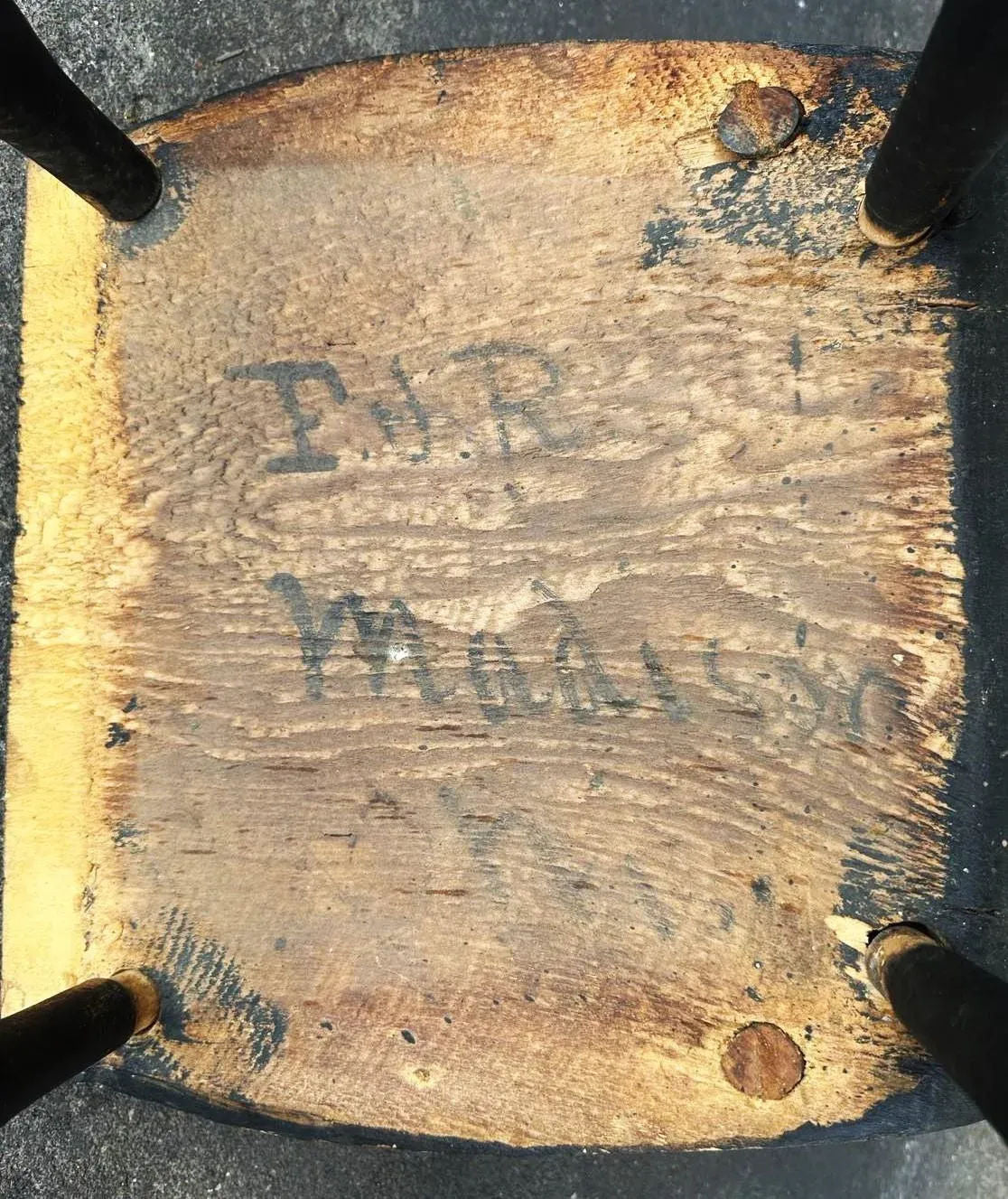 Early 19th Century Painted Oak Rocking Chair Signed ‘Madison’ - Image 6