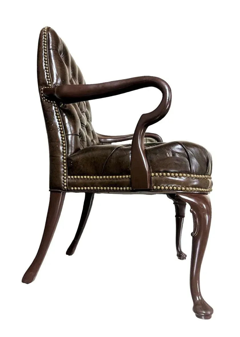 Schafer Brothers Vintage Chesterfield Style Tufted Leather Arm Chair - Mid 20th Century - Image 6