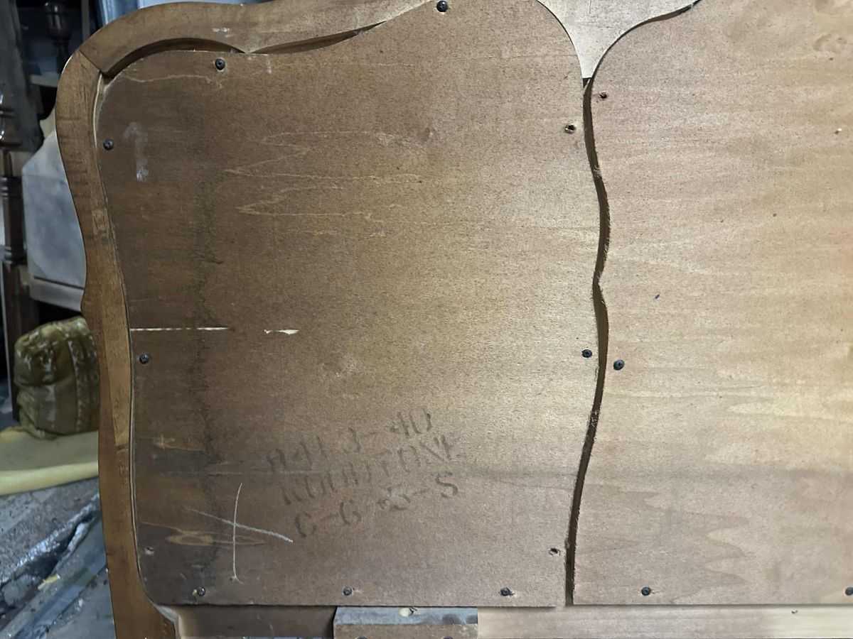 Queen Size French Provincial Louis XV Style Walnut, Burlwood and Caning Headboard - Vintage 1960s - Image 6