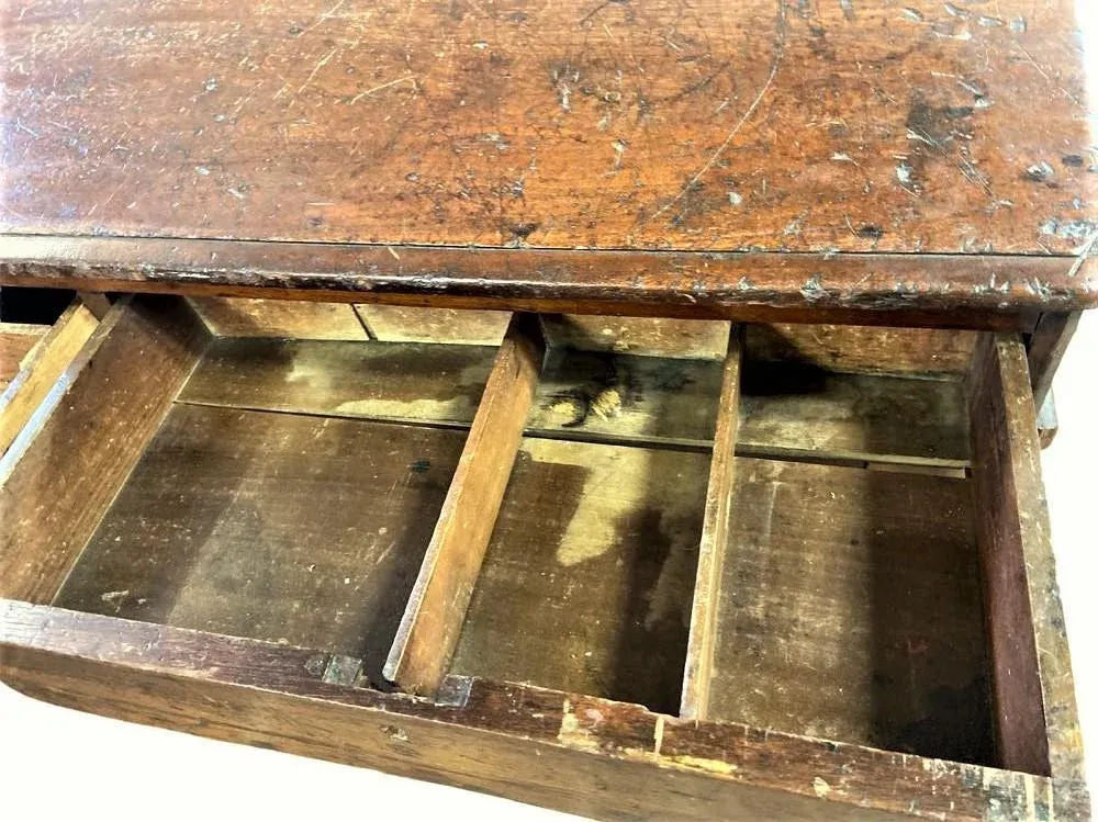 19th Century Antique Walnut Slant Top 48" W X 46" D X 37" H Merchant or Drafting Desk for Use Standing - Image 6