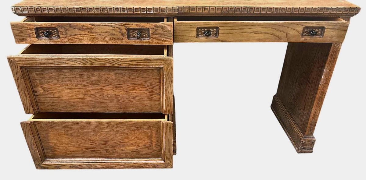 Vintage Romweber Viking Oak Desk - Circa 1960s - Image 6