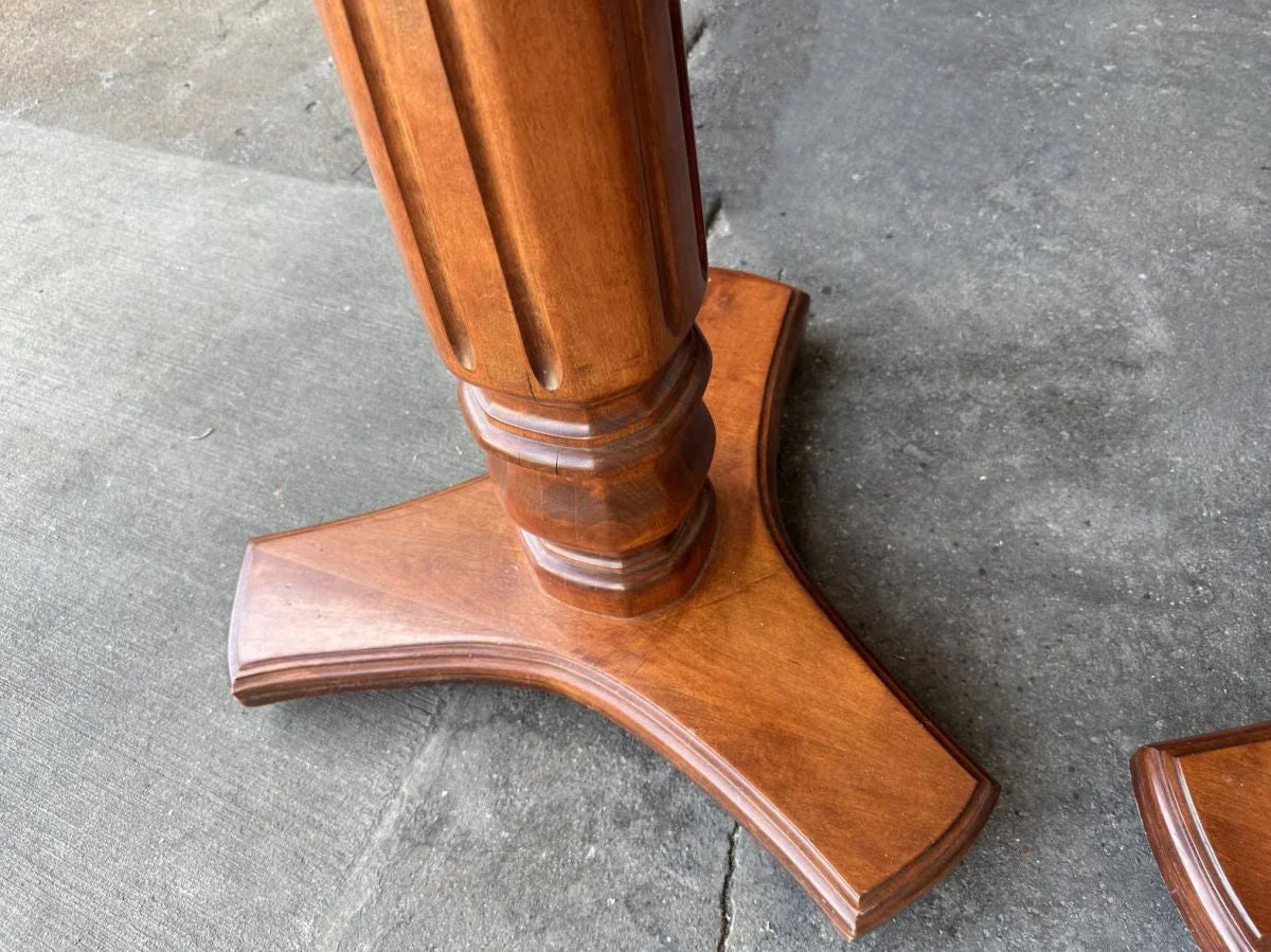 Solid Cherry Wood and Burlwood Double Pedestal Dining Table Expanding to 102" - Vintage Late 20th Century - Image 6