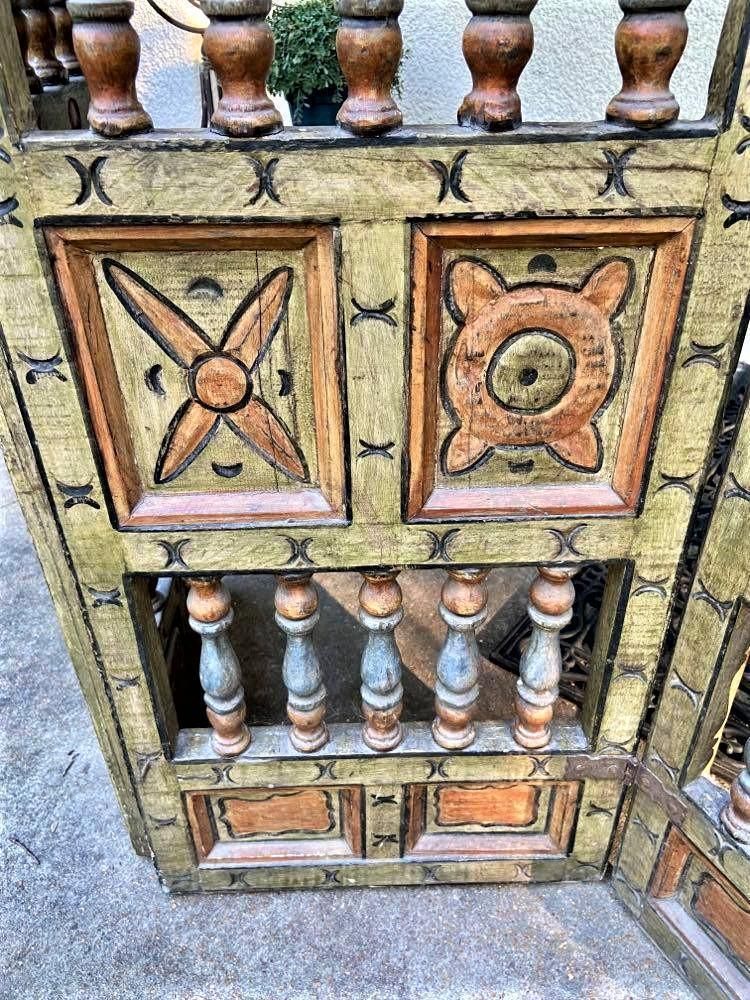 Extraordinary Antique Painted 18th Century Spanish Colonial Room Divider From Mexico - Image 6